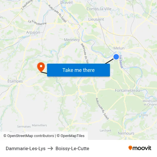 Dammarie-Les-Lys to Boissy-Le-Cutte map