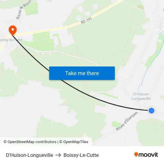 D'Huison-Longueville to Boissy-Le-Cutte map