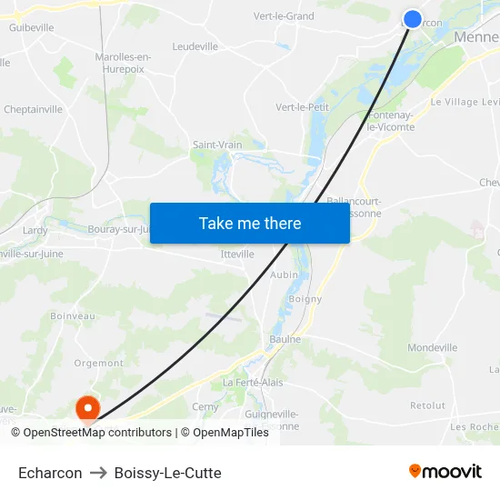 Echarcon to Boissy-Le-Cutte map
