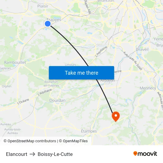 Elancourt to Boissy-Le-Cutte map