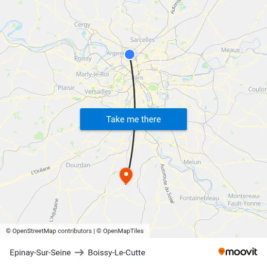 Epinay-Sur-Seine to Boissy-Le-Cutte map