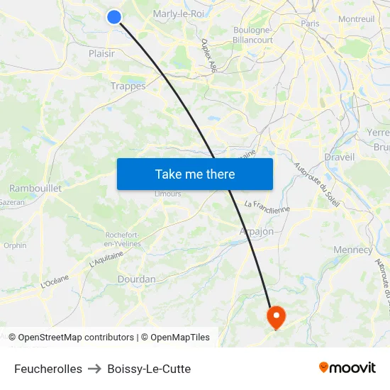 Feucherolles to Boissy-Le-Cutte map
