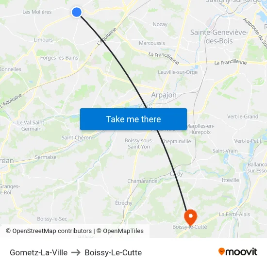 Gometz-La-Ville to Boissy-Le-Cutte map