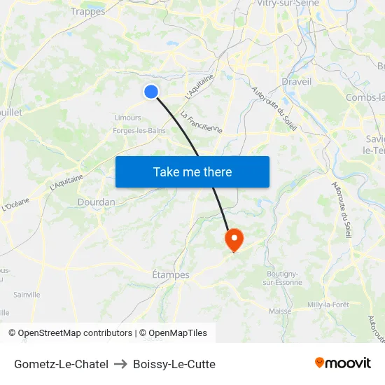 Gometz-Le-Chatel to Boissy-Le-Cutte map
