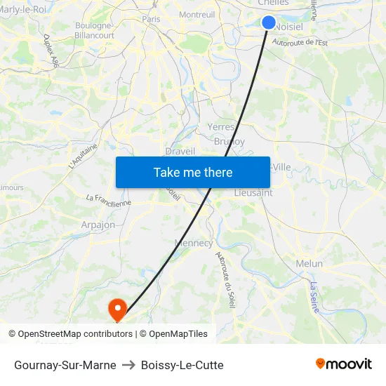 Gournay-Sur-Marne to Boissy-Le-Cutte map