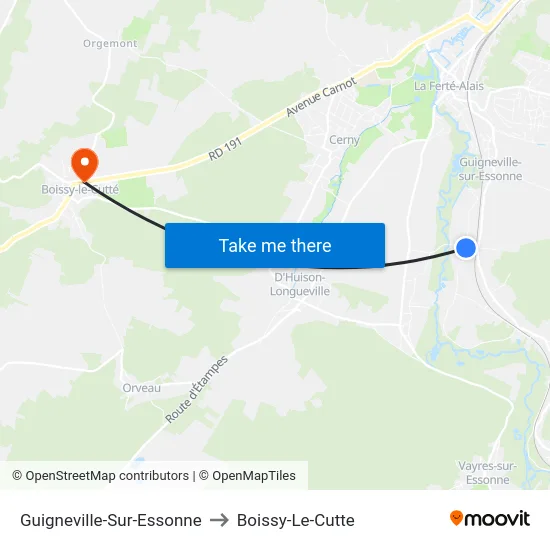 Guigneville-Sur-Essonne to Boissy-Le-Cutte map