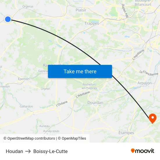 Houdan to Boissy-Le-Cutte map