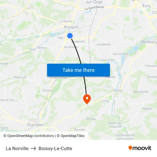 La Norville to Boissy-Le-Cutte map