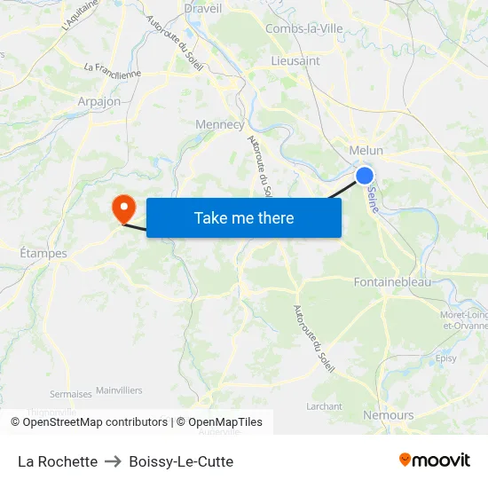 La Rochette to Boissy-Le-Cutte map