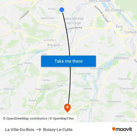 La Ville-Du-Bois to Boissy-Le-Cutte map