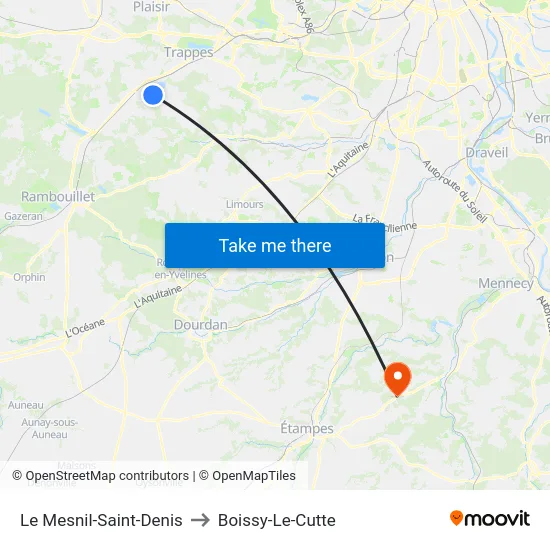 Le Mesnil-Saint-Denis to Boissy-Le-Cutte map
