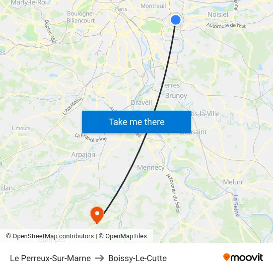 Le Perreux-Sur-Marne to Boissy-Le-Cutte map