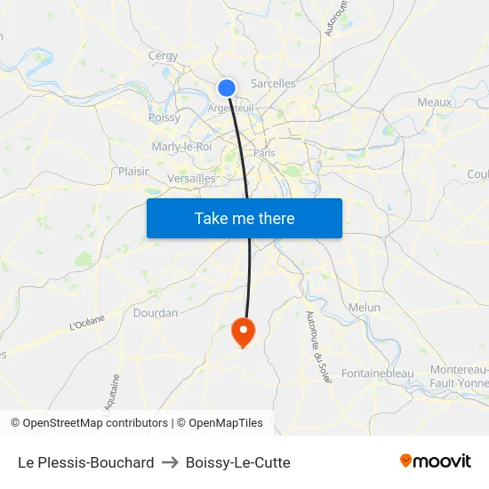 Le Plessis-Bouchard to Boissy-Le-Cutte map