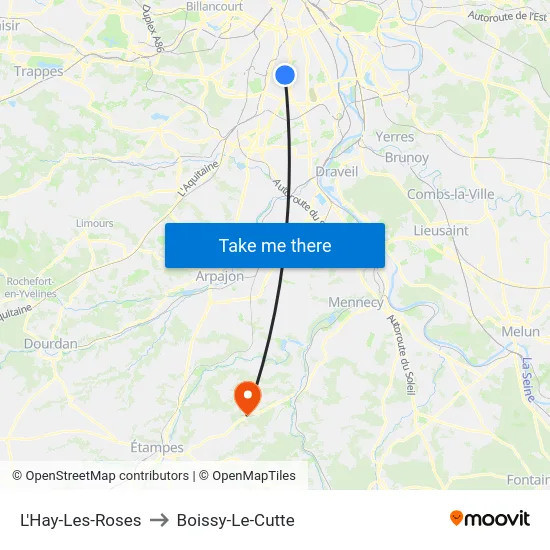 L'Hay-Les-Roses to Boissy-Le-Cutte map