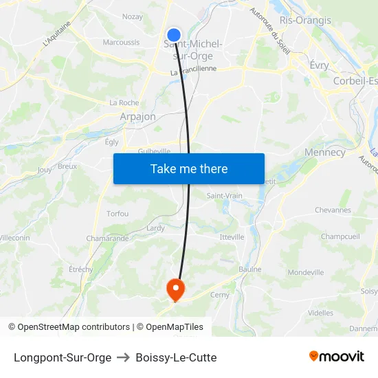 Longpont-Sur-Orge to Boissy-Le-Cutte map