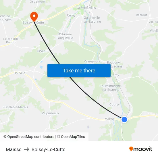 Maisse to Boissy-Le-Cutte map