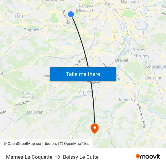 Marnes-La-Coquette to Boissy-Le-Cutte map