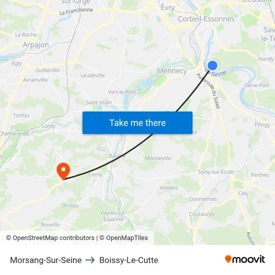 Morsang-Sur-Seine to Boissy-Le-Cutte map