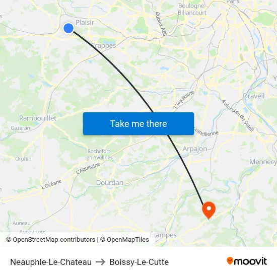 Neauphle-Le-Chateau to Boissy-Le-Cutte map
