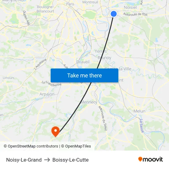 Noisy-Le-Grand to Boissy-Le-Cutte map