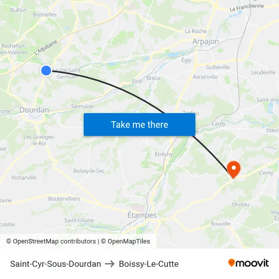 Saint-Cyr-Sous-Dourdan to Boissy-Le-Cutte map