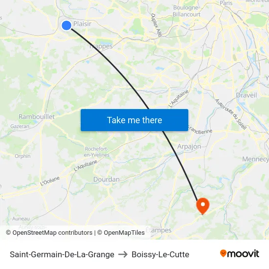 Saint-Germain-De-La-Grange to Boissy-Le-Cutte map
