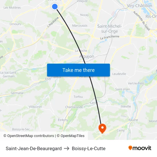 Saint-Jean-De-Beauregard to Boissy-Le-Cutte map