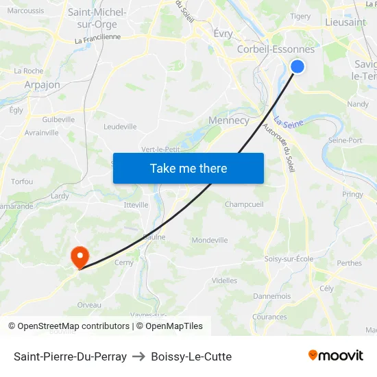 Saint-Pierre-Du-Perray to Boissy-Le-Cutte map