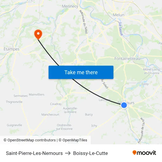 Saint-Pierre-Les-Nemours to Boissy-Le-Cutte map