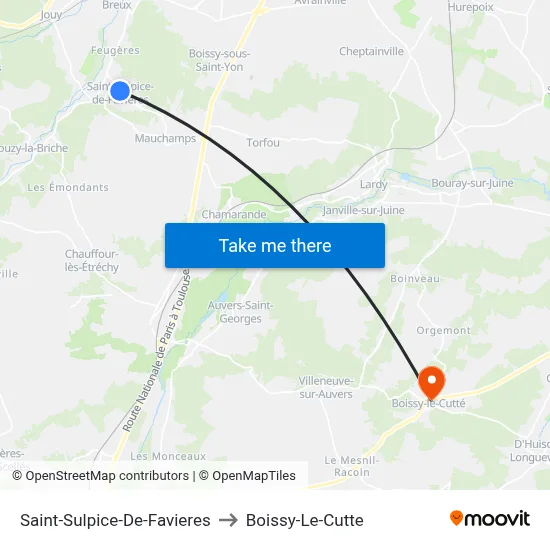 Saint-Sulpice-De-Favieres to Boissy-Le-Cutte map