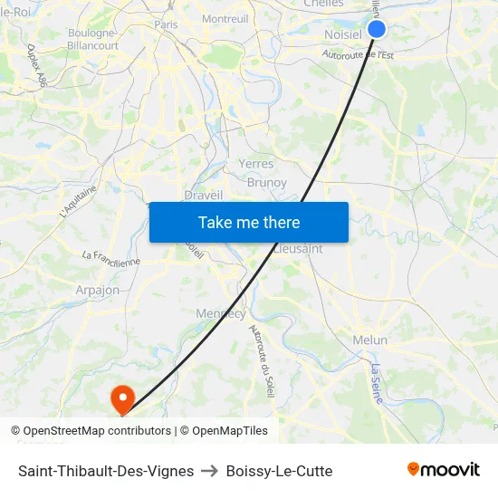 Saint-Thibault-Des-Vignes to Boissy-Le-Cutte map