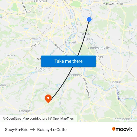 Sucy-En-Brie to Boissy-Le-Cutte map