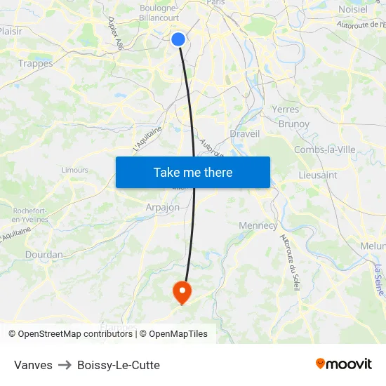 Vanves to Boissy-Le-Cutte map