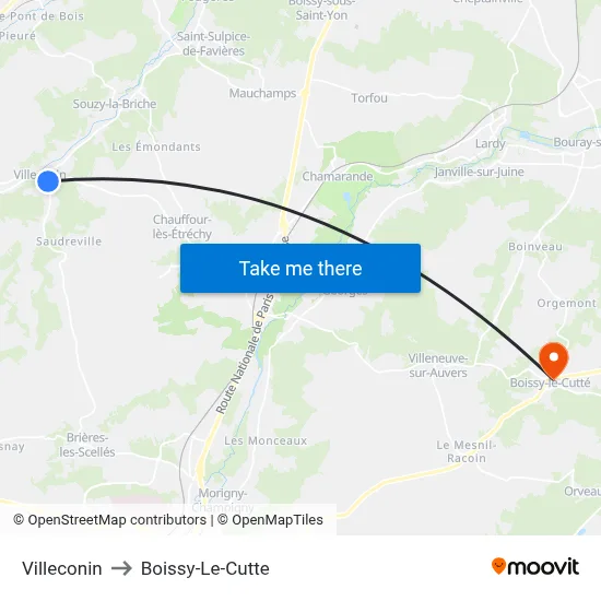 Villeconin to Boissy-Le-Cutte map