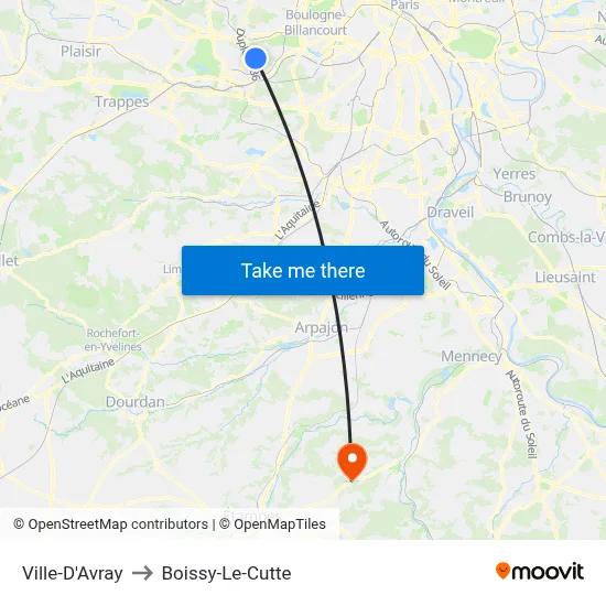 Ville-D'Avray to Boissy-Le-Cutte map