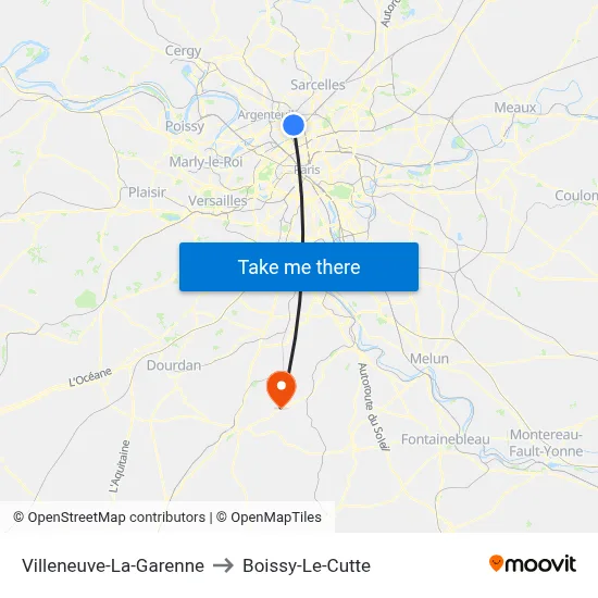 Villeneuve-La-Garenne to Boissy-Le-Cutte map