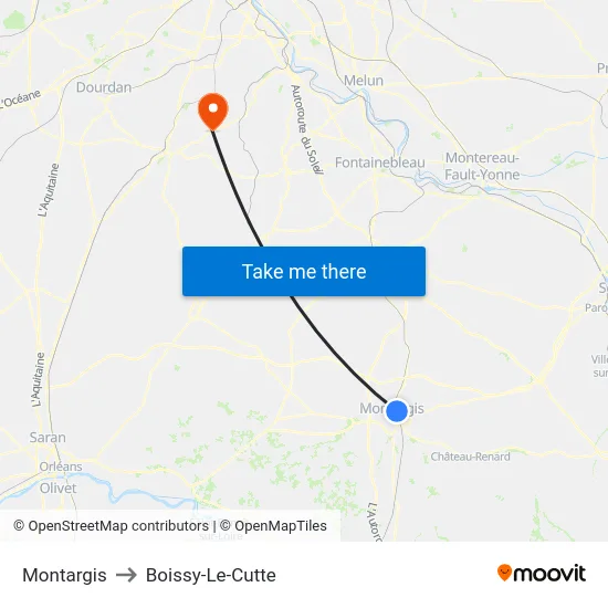 Montargis to Boissy-Le-Cutte map