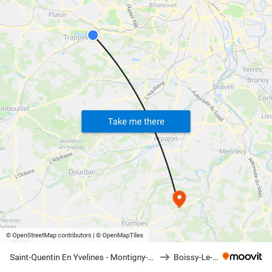 Saint-Quentin En Yvelines - Montigny-Le-Bretonneux to Boissy-Le-Cutte map