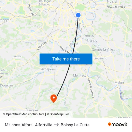 Maisons-Alfort - Alfortville to Boissy-Le-Cutte map