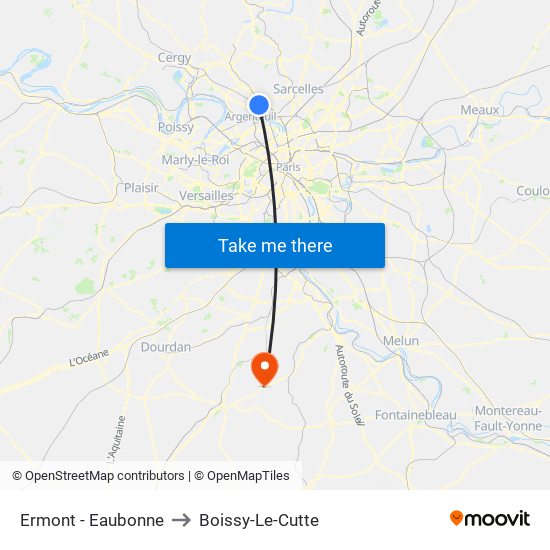 Ermont - Eaubonne to Boissy-Le-Cutte map