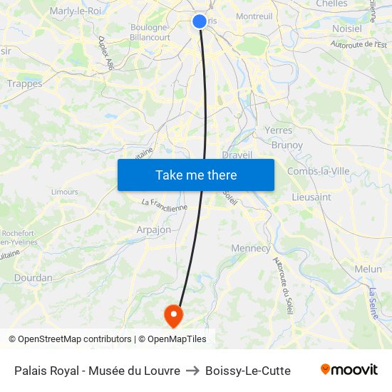 Palais Royal - Musée du Louvre to Boissy-Le-Cutte map