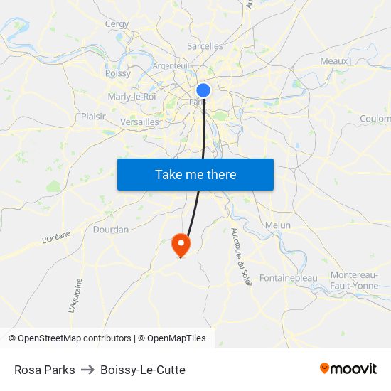 Rosa Parks to Boissy-Le-Cutte map