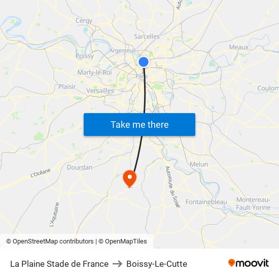 La Plaine Stade de France to Boissy-Le-Cutte map