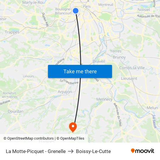 La Motte-Picquet - Grenelle to Boissy-Le-Cutte map