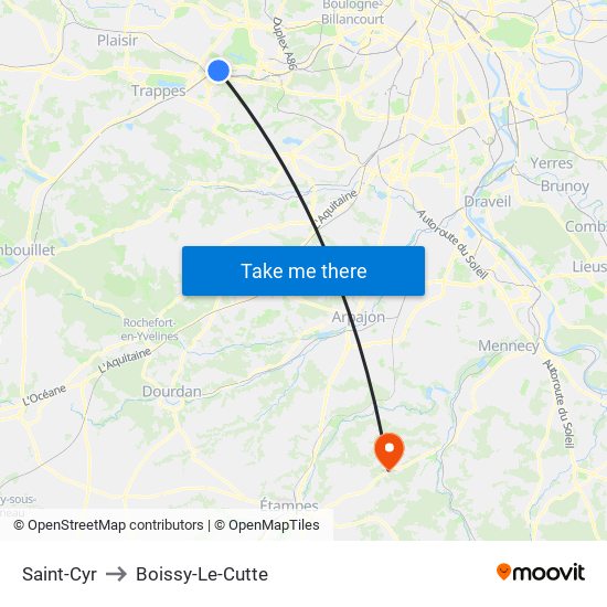 Saint-Cyr to Boissy-Le-Cutte map