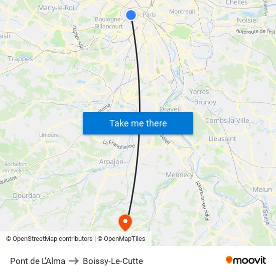 Pont de L'Alma to Boissy-Le-Cutte map