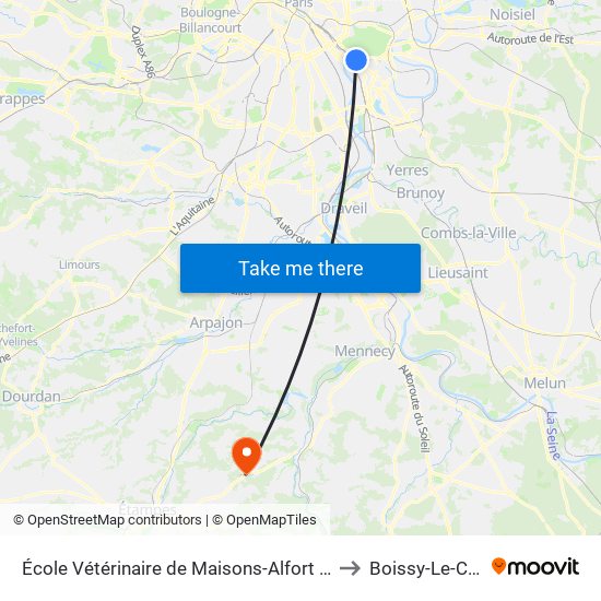 École Vétérinaire de Maisons-Alfort - Métro to Boissy-Le-Cutte map