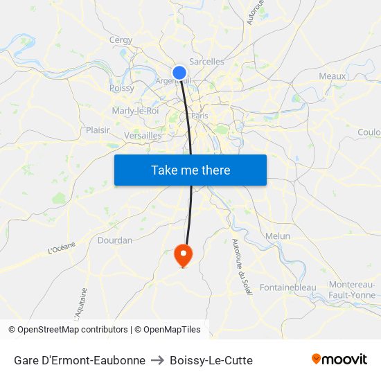 Gare D'Ermont-Eaubonne to Boissy-Le-Cutte map