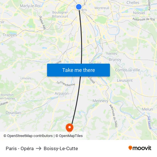 Paris - Opéra to Boissy-Le-Cutte map