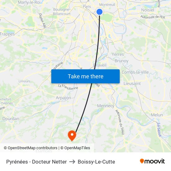 Pyrénées - Docteur Netter to Boissy-Le-Cutte map